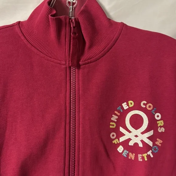 Benetton Zip Up Sweatshirt - two front  pockets - Size 13/14 - Picture 2 of 5